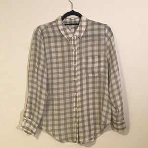 Madewell plaid 100% silk blouse